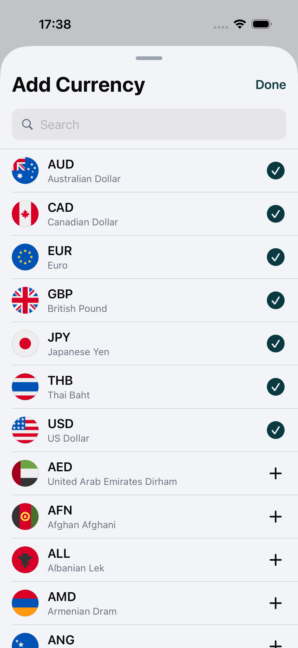 Adding a foreign store's currency to a WaveRate list by searching for it