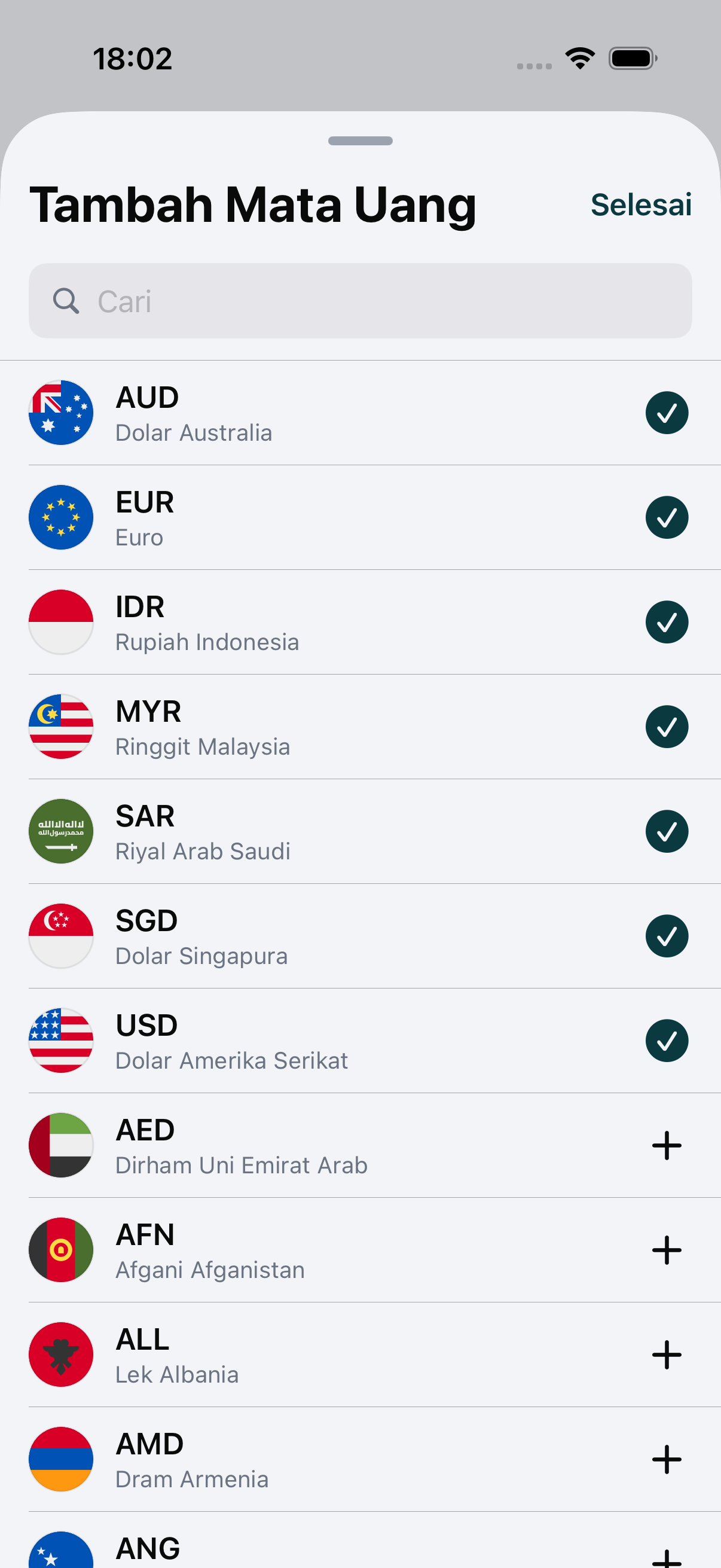 Menambahkan mata uang toko asing ke daftar WaveRate dengan mencarinya