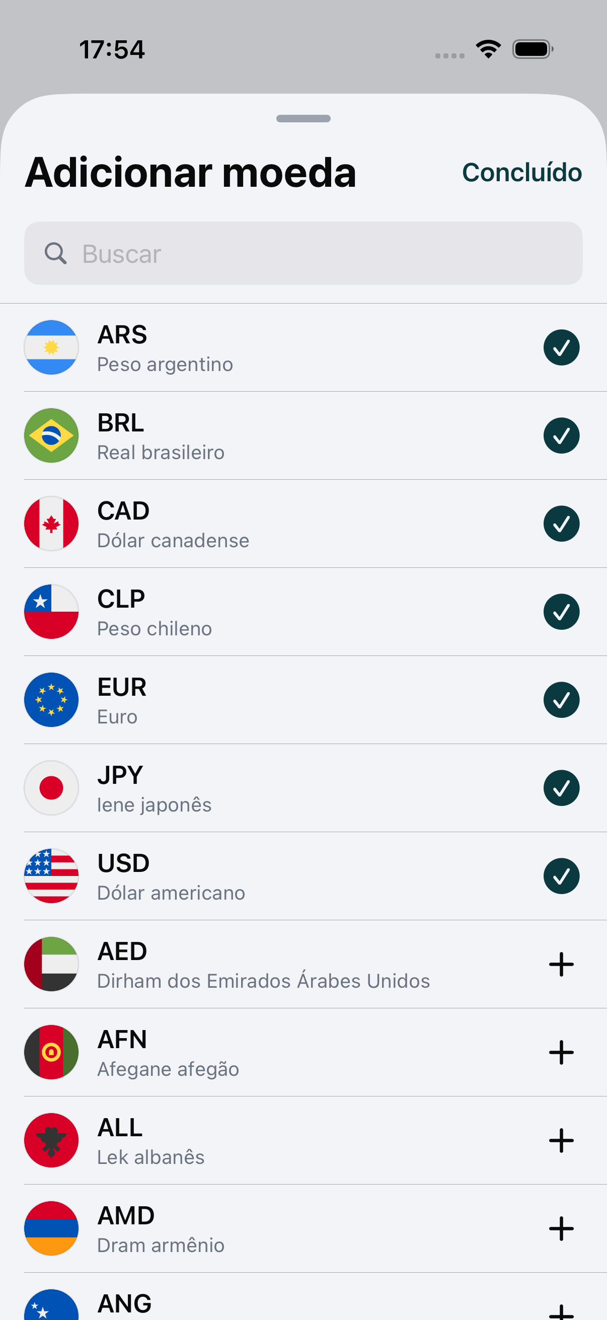 Adicionando a nova moeda local a uma lista do WaveRate por meio da busca
