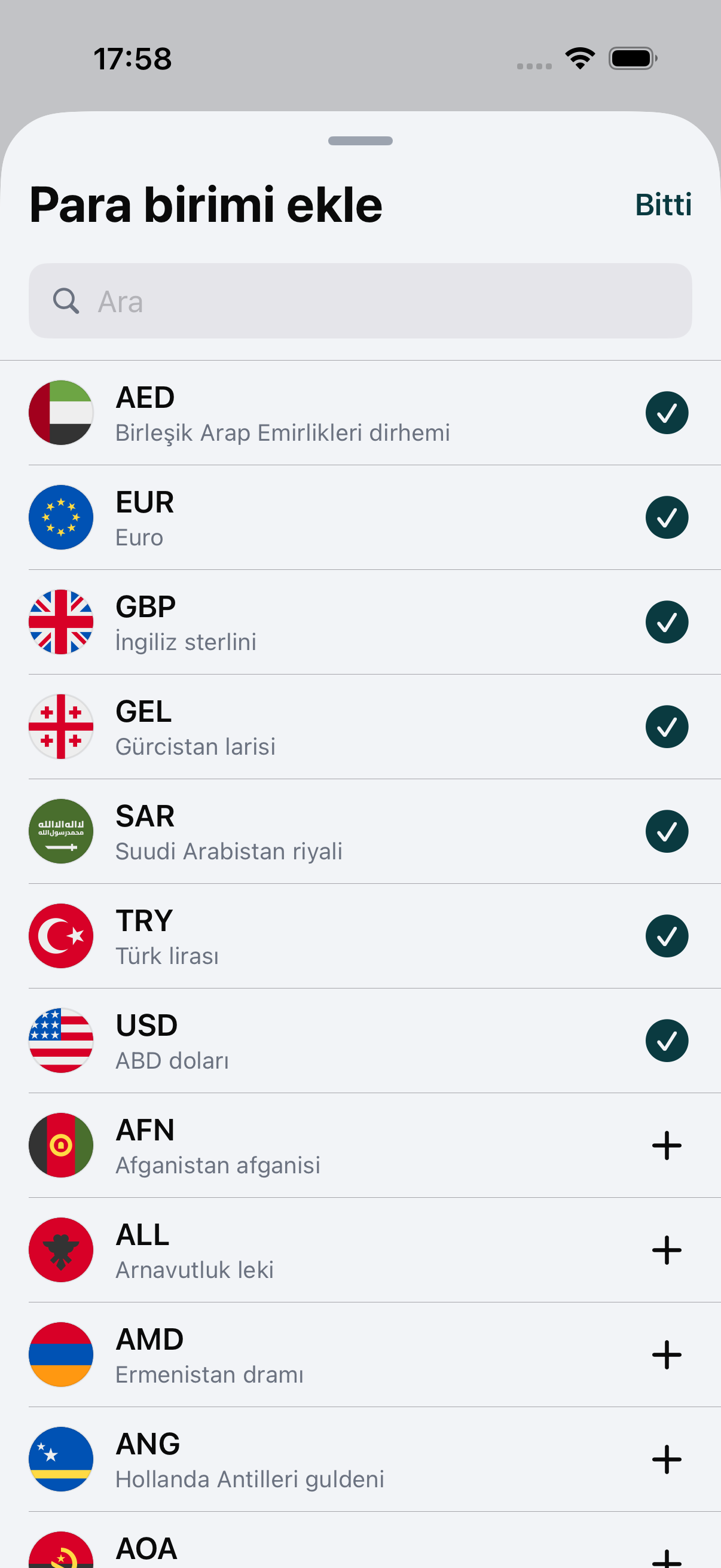 Yeni yerel parayı arama yaparak bir WaveRate takip listesine ekleme
